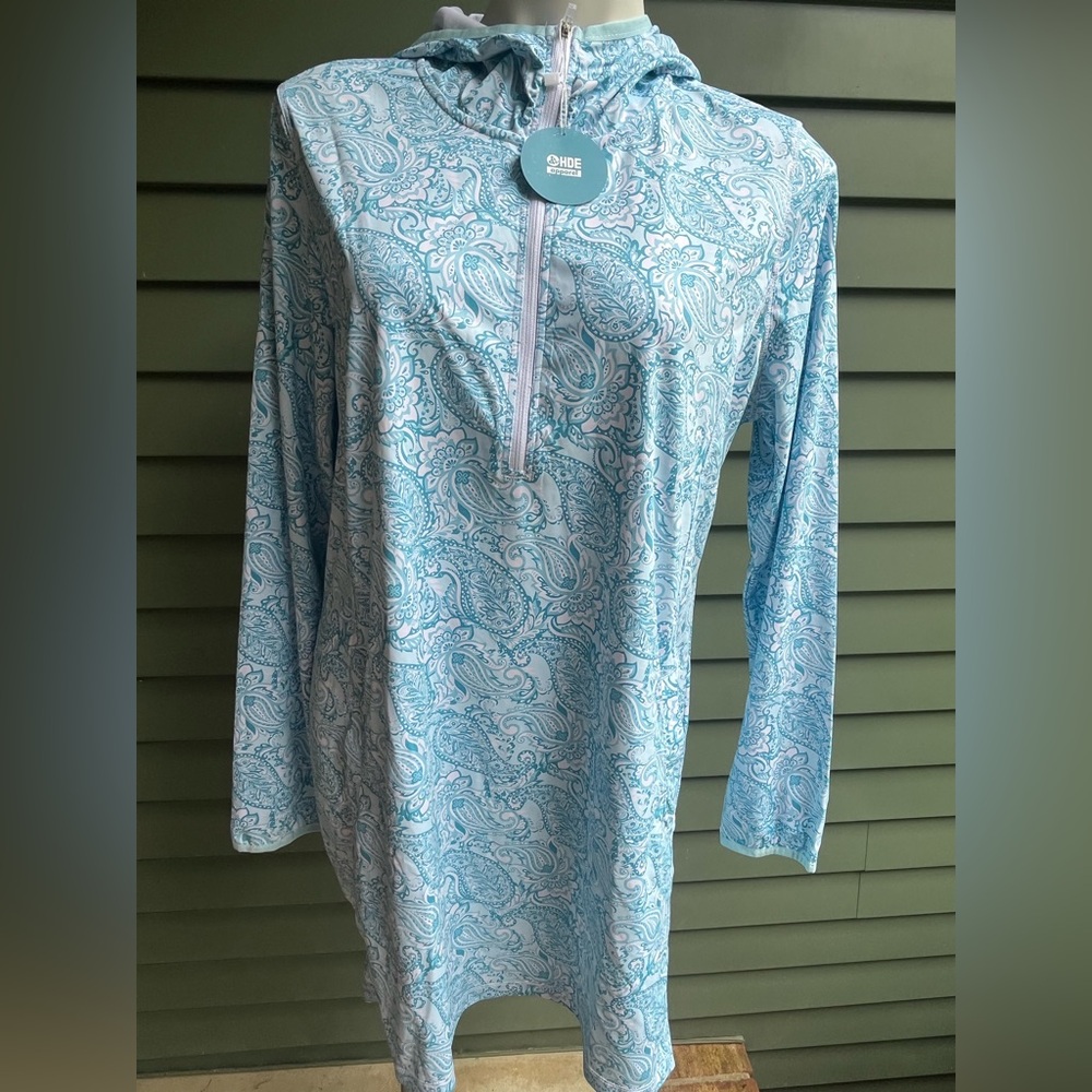 HDE Aqua- Blue Paisley Hooded Sun Protective Tunic/Top 🦋💙